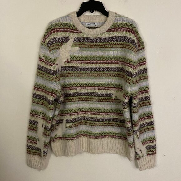 NEW Zara Jacquard Striped Sweater M - Picture 8 of 12